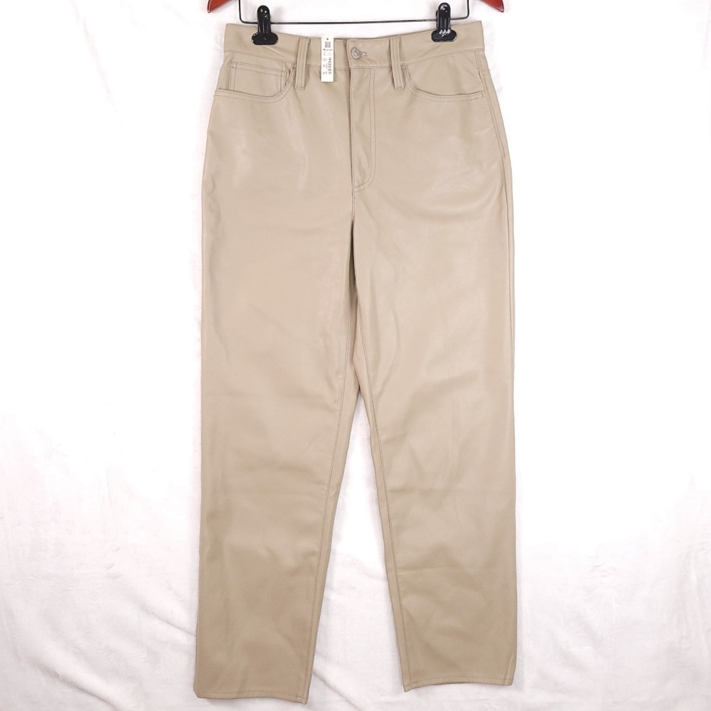Madewell The Perfect Vintage Straight Jean Faux Leather Edition 28 Pumice NWT